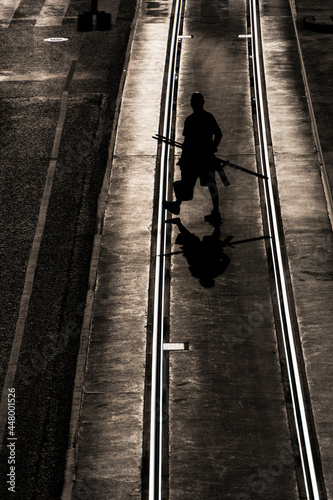 Photography Stockholm, Sweden July 29, 2021 Pedestrians crossing Hamngatan in downtown in the early morning light