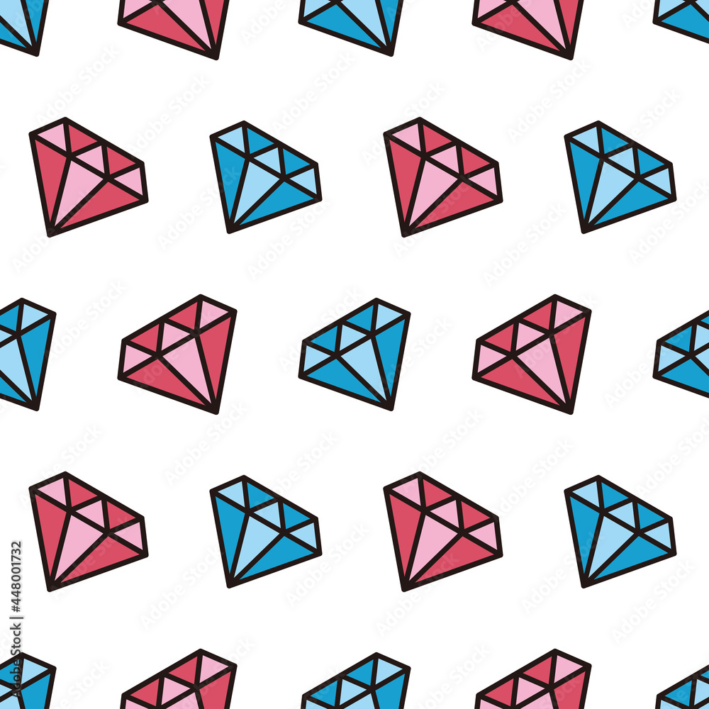 Simple seamless pattern of blue and pink diamond colored cartoon style illustration background template vector Simple seamless pattern of blue and pink diamond colored cartoon style illustration background template vector