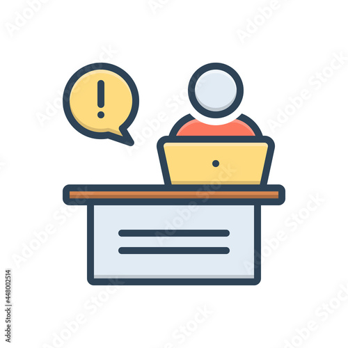 Color illustration icon for reception desk 