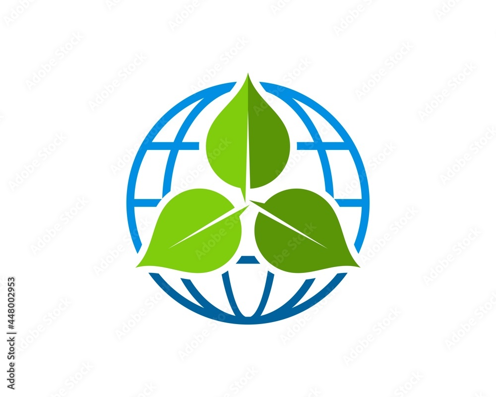Abstract globe with three nature leaf inside Abstract globe with three nature leaf inside