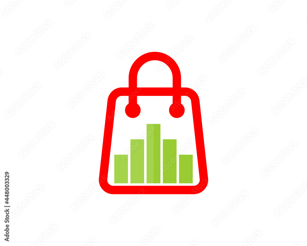 Shopping bag with chart growth up inside Shopping bag with chart growth up inside
