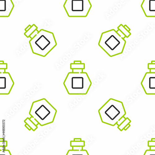 Line Perfume icon isolated seamless pattern on white background. Vector