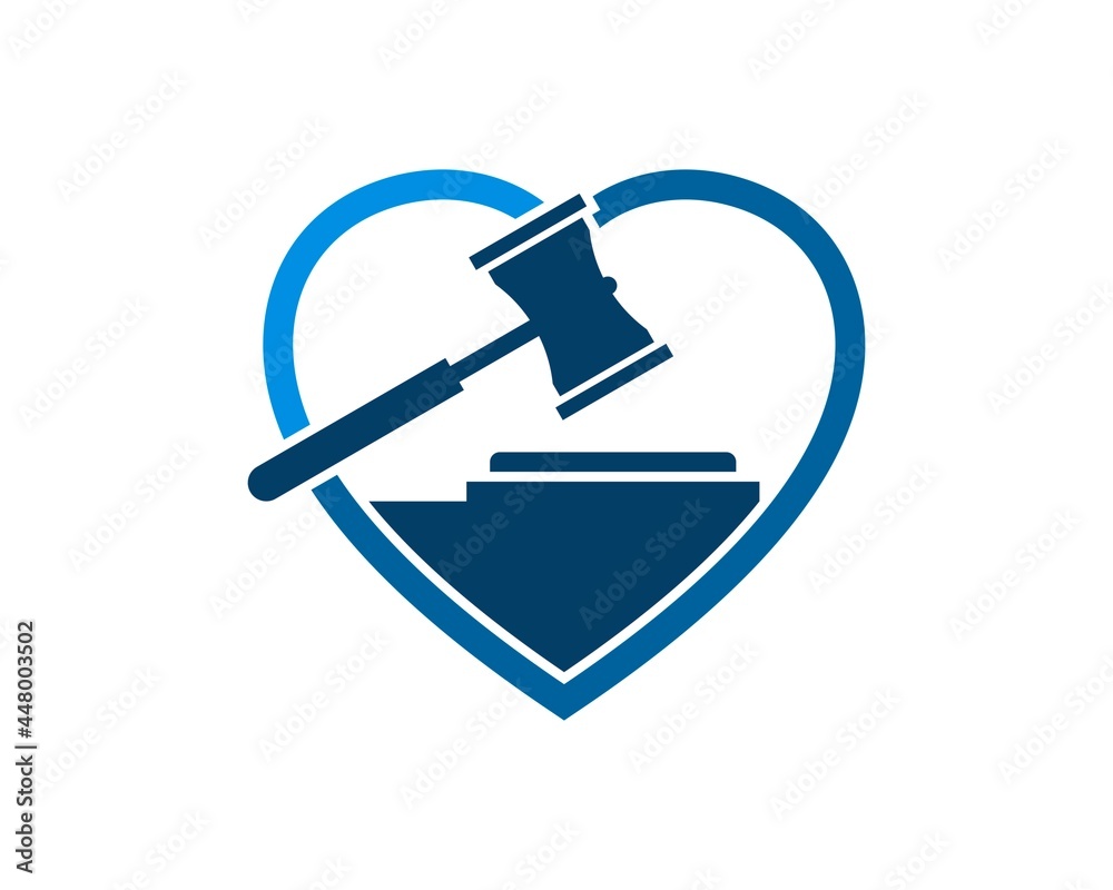 Simple love shape with law hammer inside Simple love shape with law hammer inside