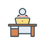 Color illustration icon for task action