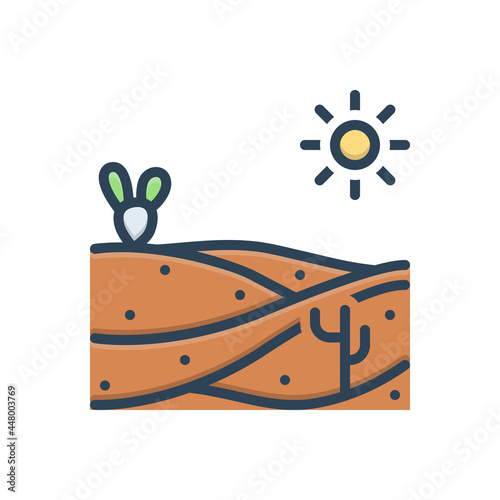 Color illustration icon for sand beach 