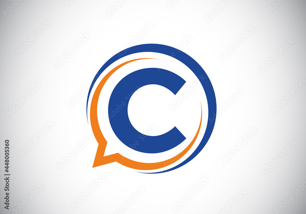 Initial C monogram letter alphabet with a bubble chat icon. Talking, chatting logo concept. Modern logo design for a consultancy business, and company identity. Initial C monogram letter alphabet with a bubble chat icon. Talking, chatting logo concept. Modern logo design for a consultancy business, and company identity.