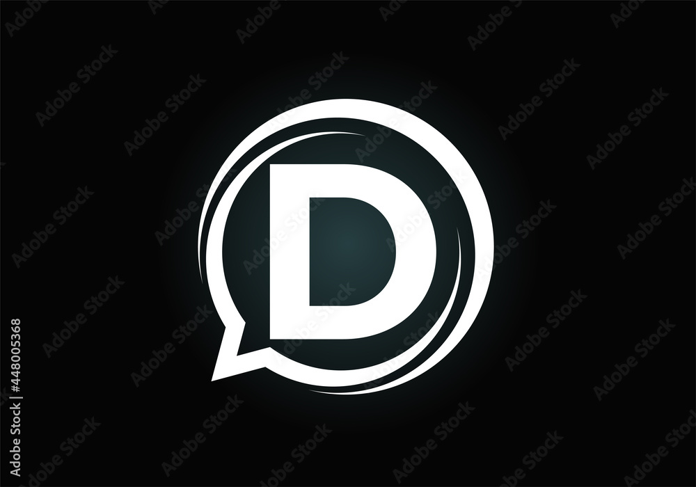 Obraz premium Initial D monogram letter alphabet with a bubble chat icon. Talking, chatting logo concept. Modern logo design for a consultancy business, and company identity.
