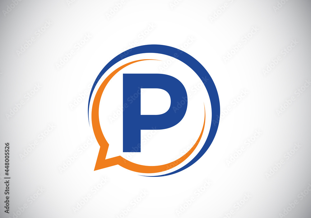 Initial P monogram letter alphabet with a bubble chat icon. Talking, chatting logo concept. Modern logo design for a consultancy business, and company identity. Initial P monogram letter alphabet with a bubble chat icon. Talking, chatting logo concept. Modern logo design for a consultancy business, and company identity.