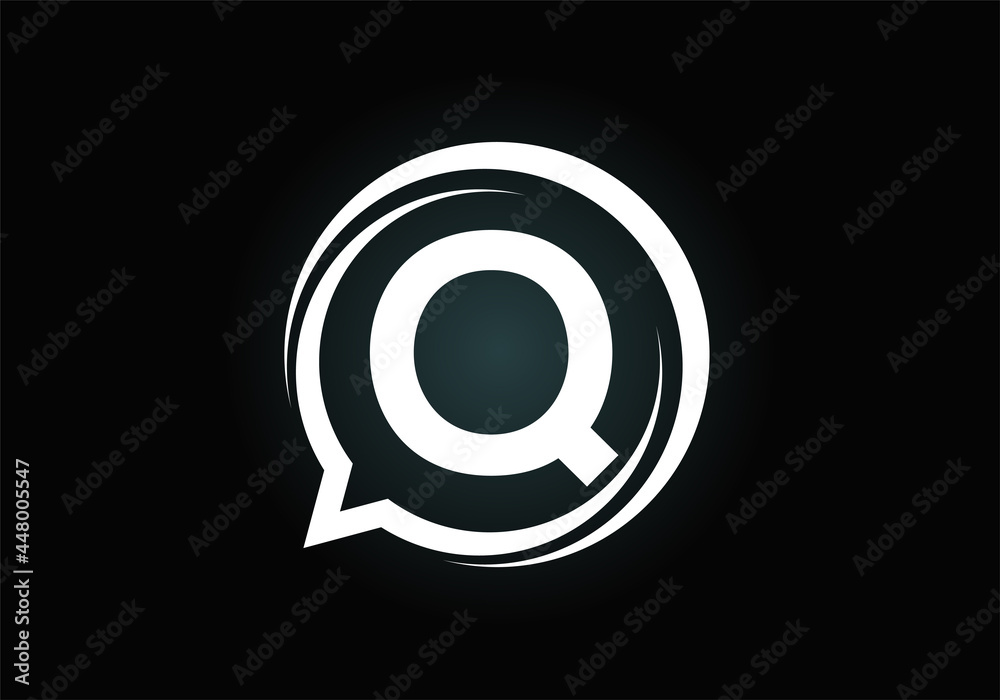 Initial Q monogram letter alphabet with a bubble chat icon. Talking, chatting logo concept. Modern logo design for a consultancy business, and company identity. Initial Q monogram letter alphabet with a bubble chat icon. Talking, chatting logo concept. Modern logo design for a consultancy business, and company identity.