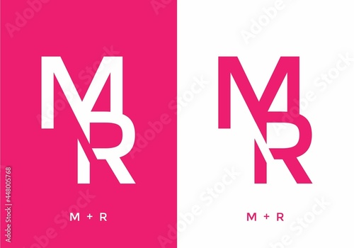 Pink and white color of MR initial letter
