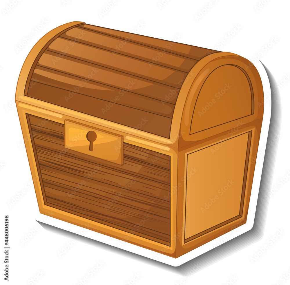 Sticker template with closed treasure chest isolated Sticker template with closed treasure chest isolated