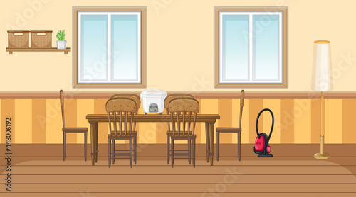 Dining room interior design with furniture