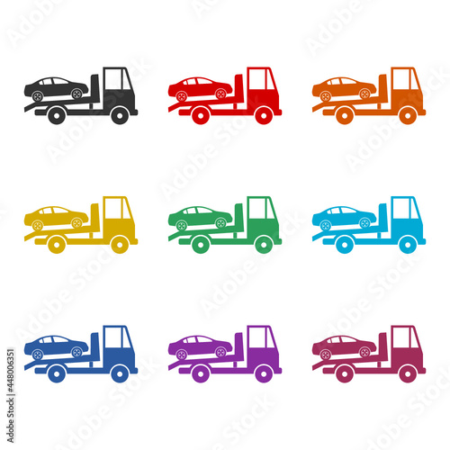 Tow truck isolated simple color icon set