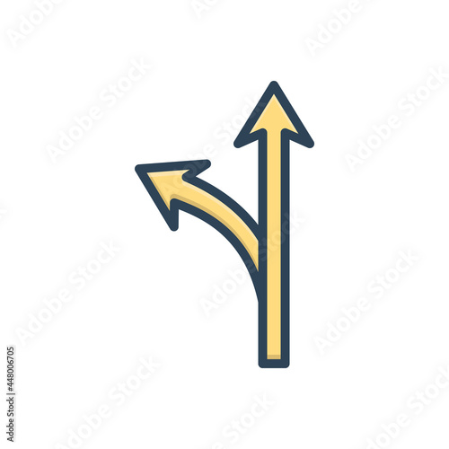 Color illustration icon for way road 