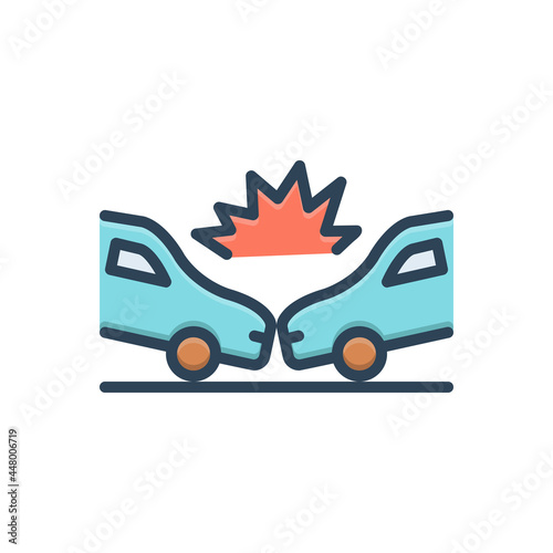 Color illustration icon for accident