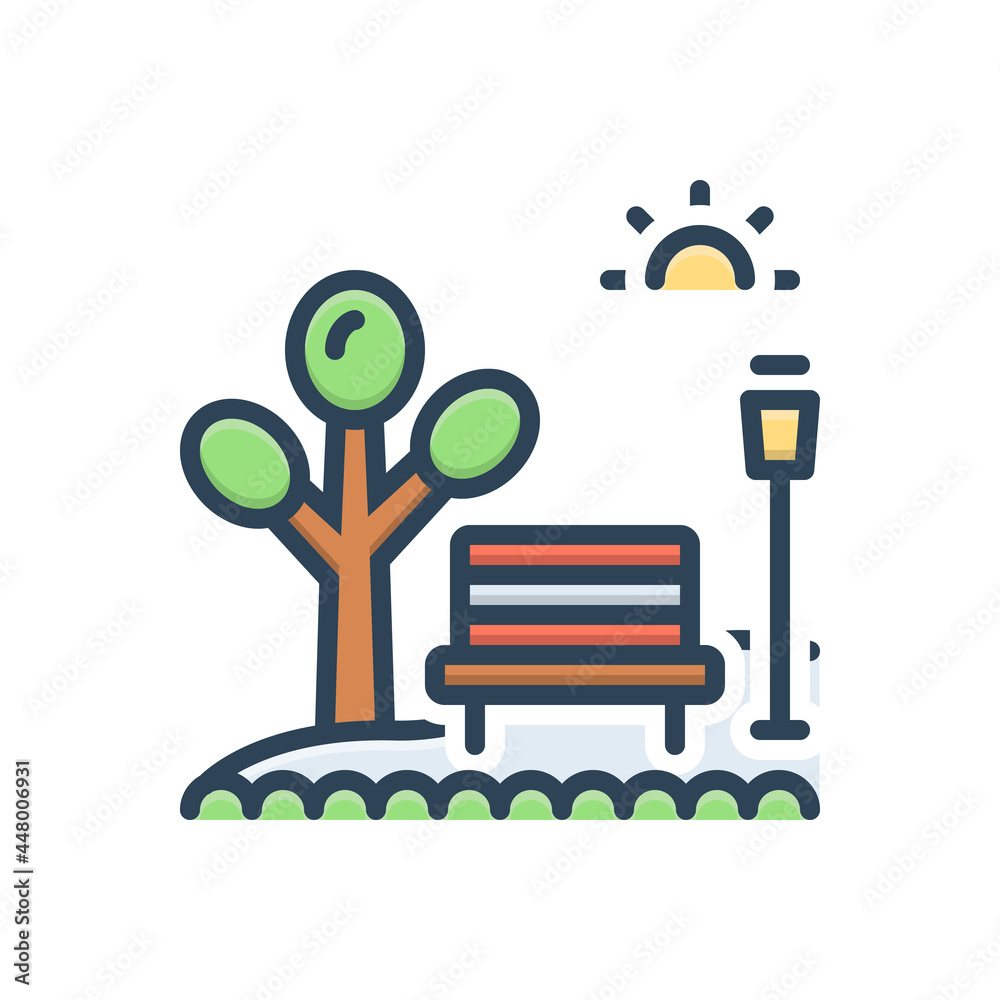 Fototapeta premium Color illustration icon for park 