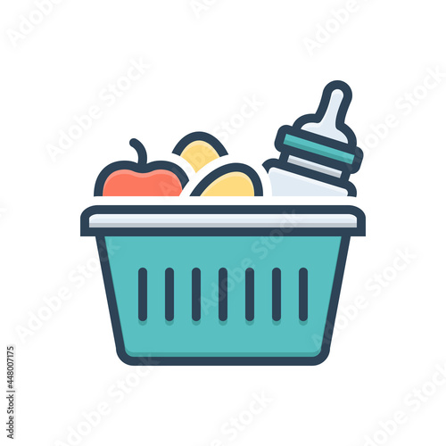 Color illustration icon for hamper