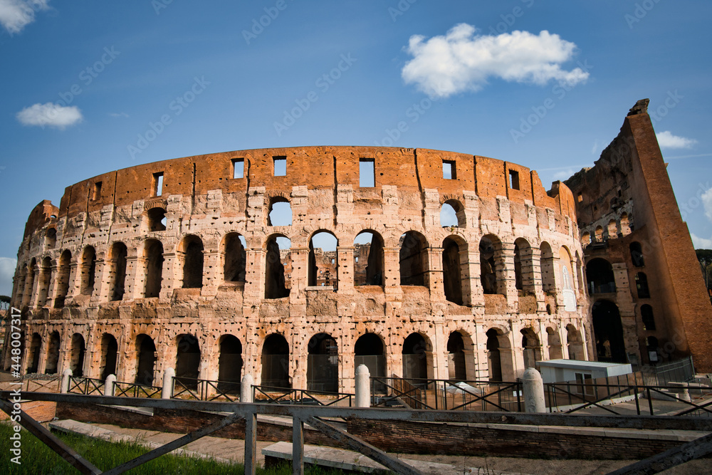 Fototapeta premium Colosseum in Rome. travel directions and rest in Italy. Europe sightseeing landmarks and tourism