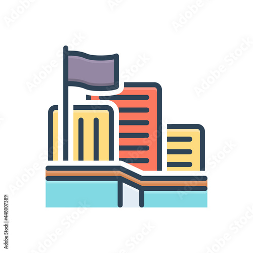 Color illustration icon for headquarters 
