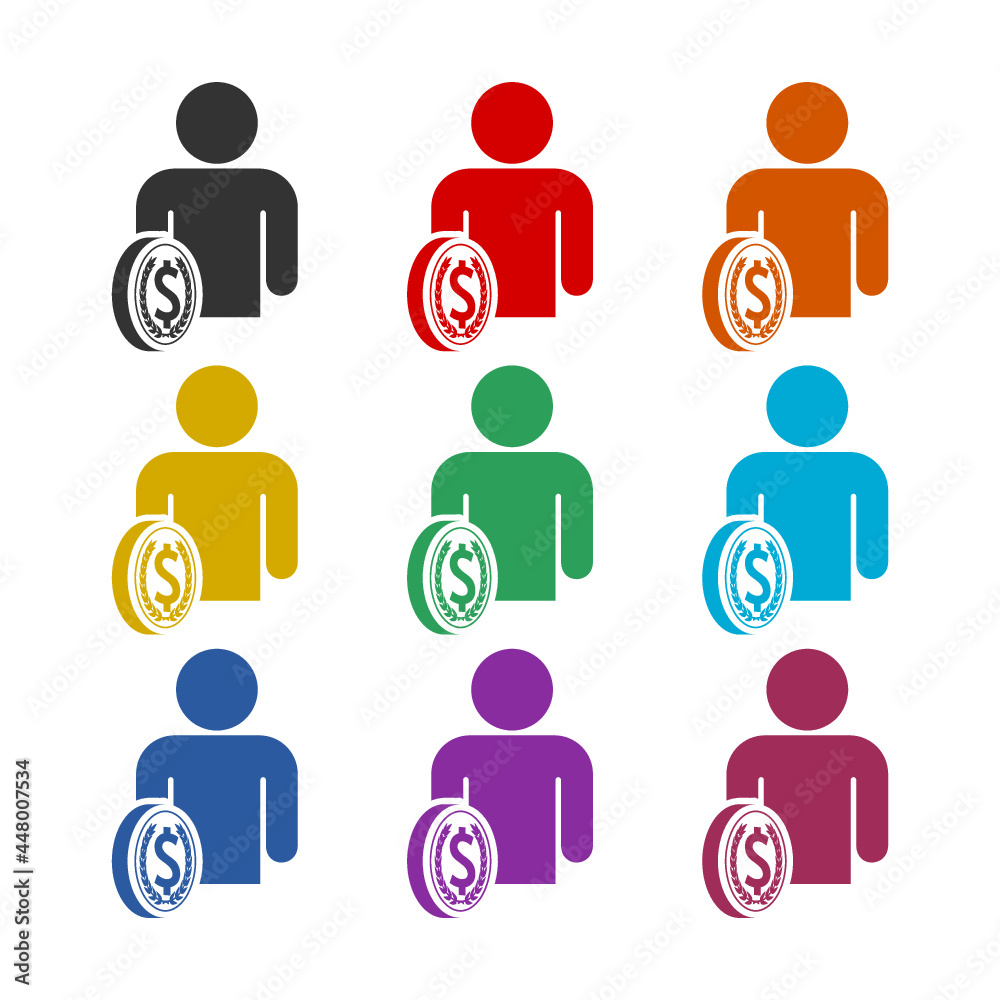 Candidate salary color icon set Candidate salary color icon set