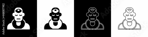 Set Wizard warlock icon isolated on black and white background. Vector