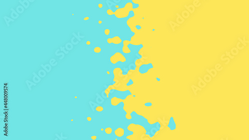 The transition from azure to yellow with uneven border line, interpenetration of colors. Vector illustration