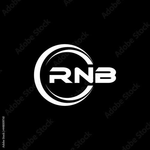RNB letter logo design with black background in illustrator, vector logo modern alphabet font overlap style. calligraphy designs for logo, Poster, Invitation, etc.