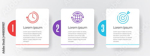 Modern timeline infographic template 3 steps