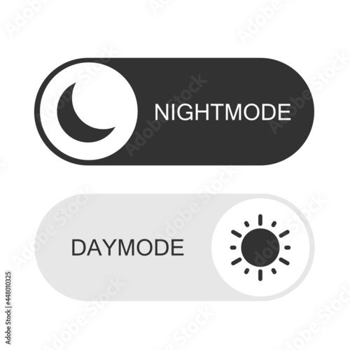 Day and Night Mode Switcher. On Off Switch Element for Mobile App, Web Design, Animation. Light and Dark