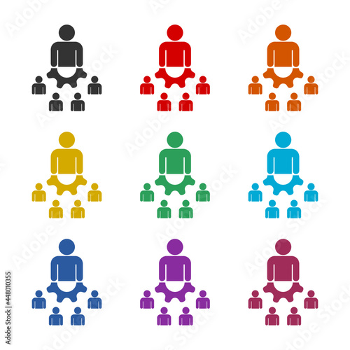Supervisor color icon set isolated on dark background