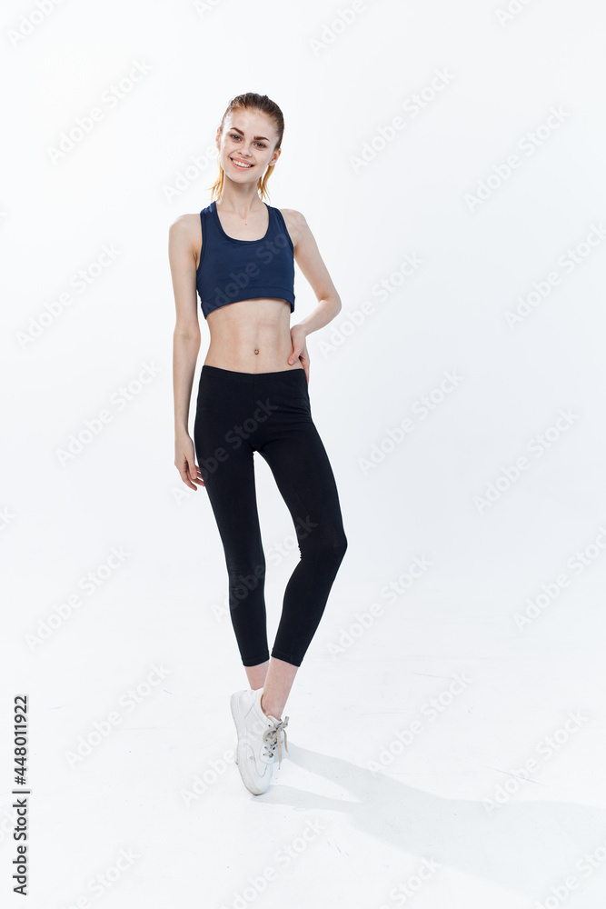 athletic woman jumping exercise cardio gym athletic woman jumping exercise cardio gym