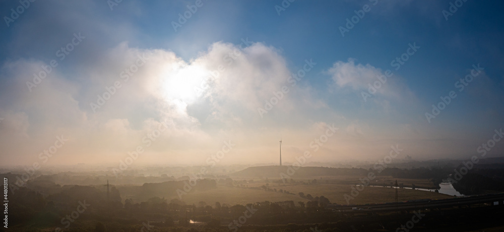 The Ruhr meadows in Duisburg Meiderich in morning fog The Ruhr meadows in Duisburg Meiderich in morning fog