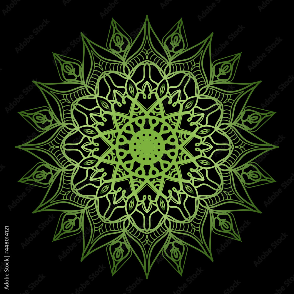Circular pattern in the form of mandala with flower for henna tattoo decoration