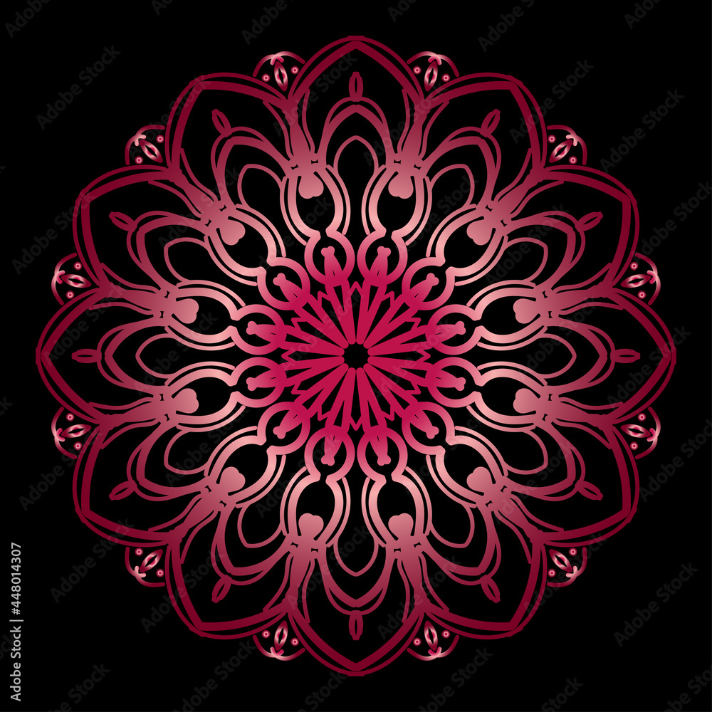 Circular pattern in the form of mandala with flower for henna tattoo decoration Circular pattern in the form of mandala with flower for henna tattoo decoration