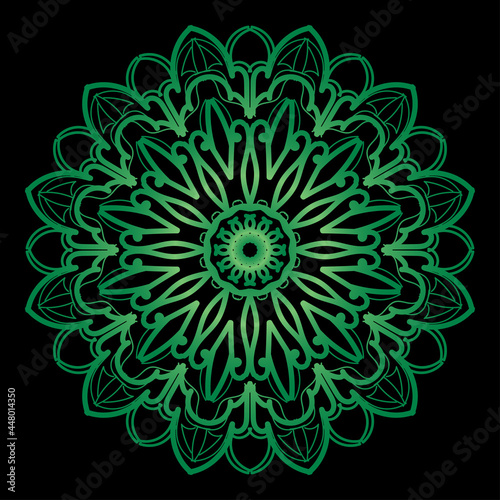 Circular pattern in the form of mandala with flower for henna tattoo decoration © sama