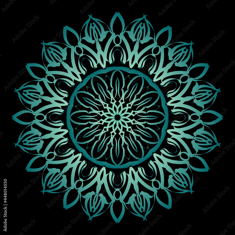 Circular pattern in the form of mandala with flower for henna tattoo decoration