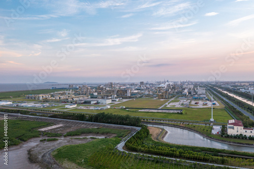 chemical plant in city