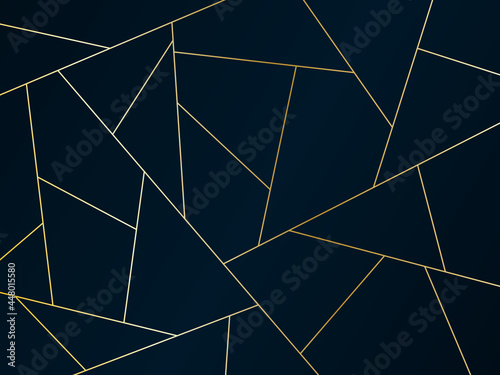 Luxury polygon background with gold lines