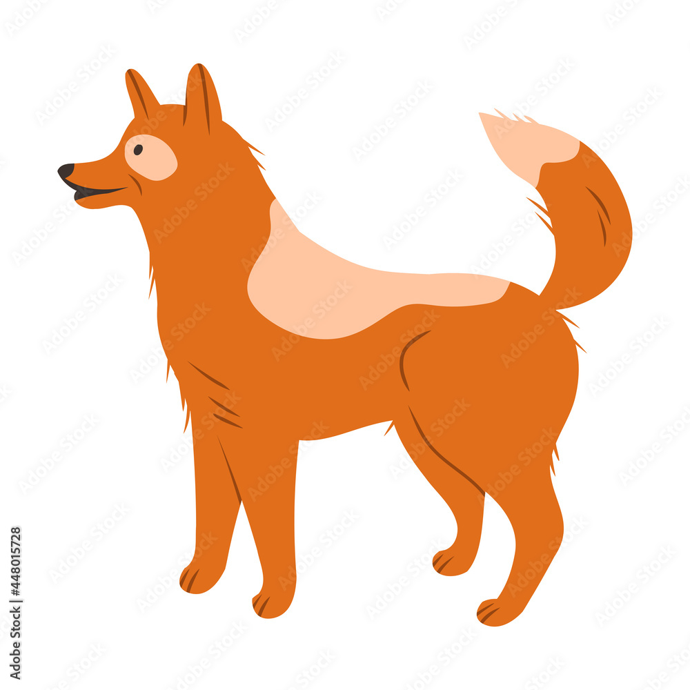 Ginger Dog as Domestic Pet in Standing Pose Vector Illustration Ginger Dog as Domestic Pet in Standing Pose Vector Illustration