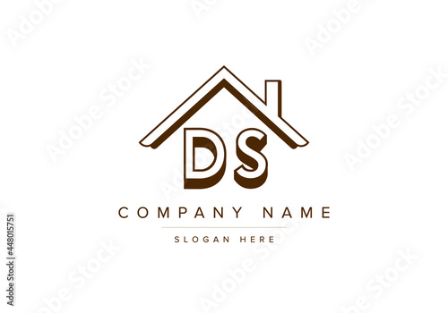 Alphabet letters DS home or house logo for real estate photo