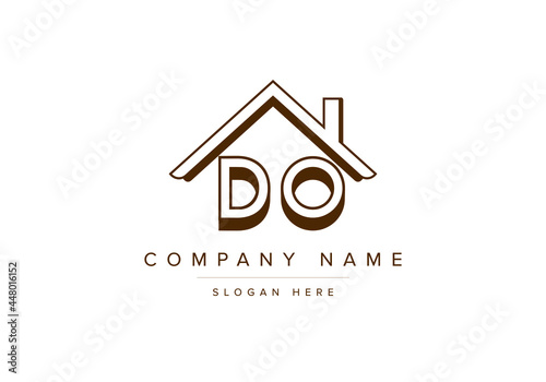Alphabet letters DO home or house logo for real estate