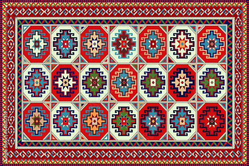 Persian carpet original design, tribal vector texture. Easy to edit and change a few colors by swatch window.

