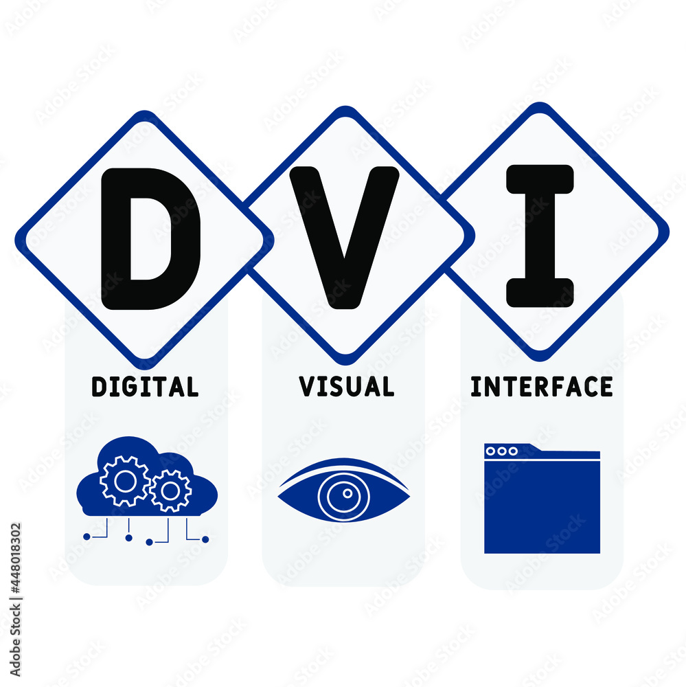DVI - Digital Visual Interface acronym. business concept background. vector illustration concept with keywords and icons. lettering illustration with icons for web banner, flyer, landing DVI - Digital Visual Interface acronym. business concept background. vector illustration concept with keywords and icons. lettering illustration with icons for web banner, flyer, landing