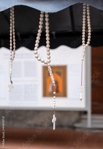 close up cross rosary backgound