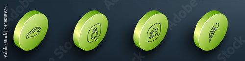 Set Isometric line Snake, Mars, Air element and Feather pen icon. Vector