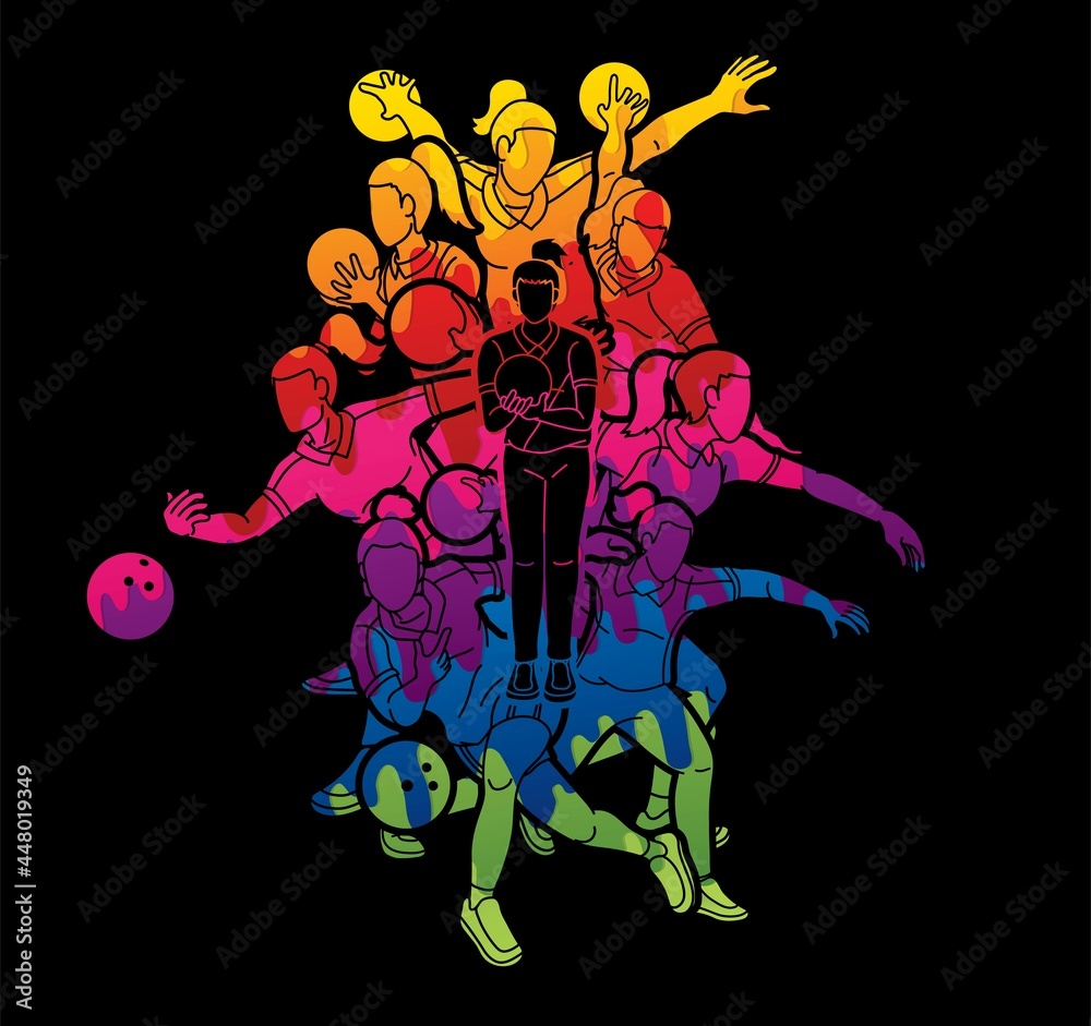 Bowling Sport Bowler Female Players Action Cartoon Graphic Vector Bowling Sport Bowler Female Players Action Cartoon Graphic Vector