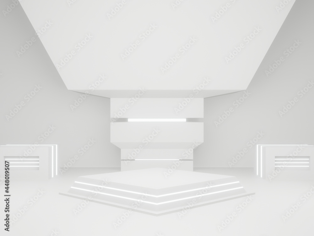 Obraz premium 3D white scientific product stand. White background.
