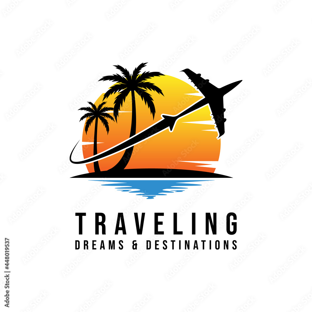 Travel agency vector logo template. Holiday logo template. beach logo concept