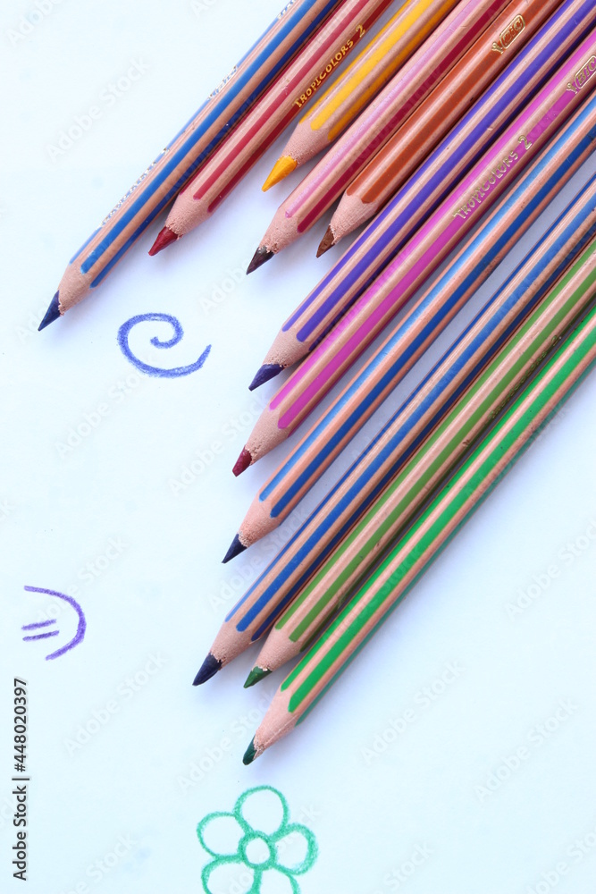 Obraz premium color pencils on white background
