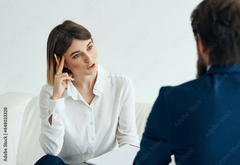 the patient sits with a psychologist psychotherapy communication stress the patient sits with a psychologist psychotherapy communication stress